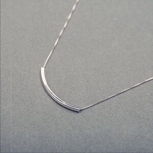 New 925 Sterling Silver Simple Bar Necklace